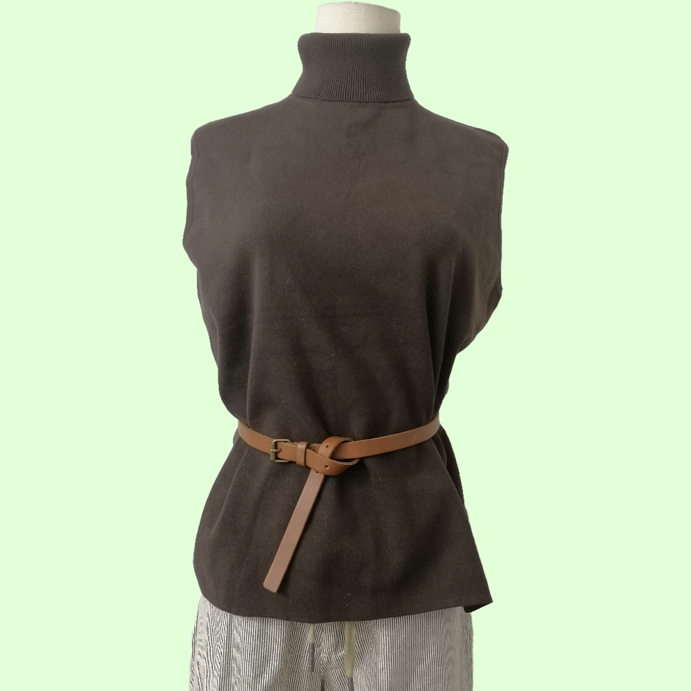 sz: XL, brown knitted sleeveless turtleneck